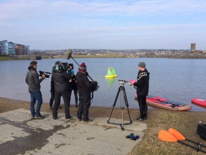 Filming SUP boarding in North dock